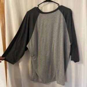 Grey Baseball T with graphic; XL